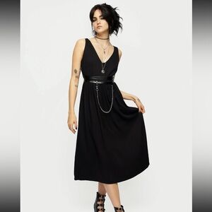 NWT Disturbia Raven V-Neck Sleeveless Midi Dress UK 18 US 14 CHAIN NOT INCLUDED